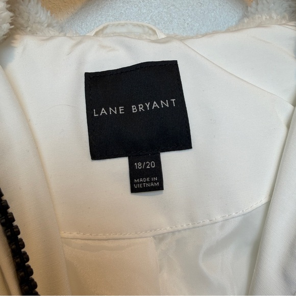 Lane Bryant White Puffer Jacket with Faux Fur Hood - Picture 3 of 7